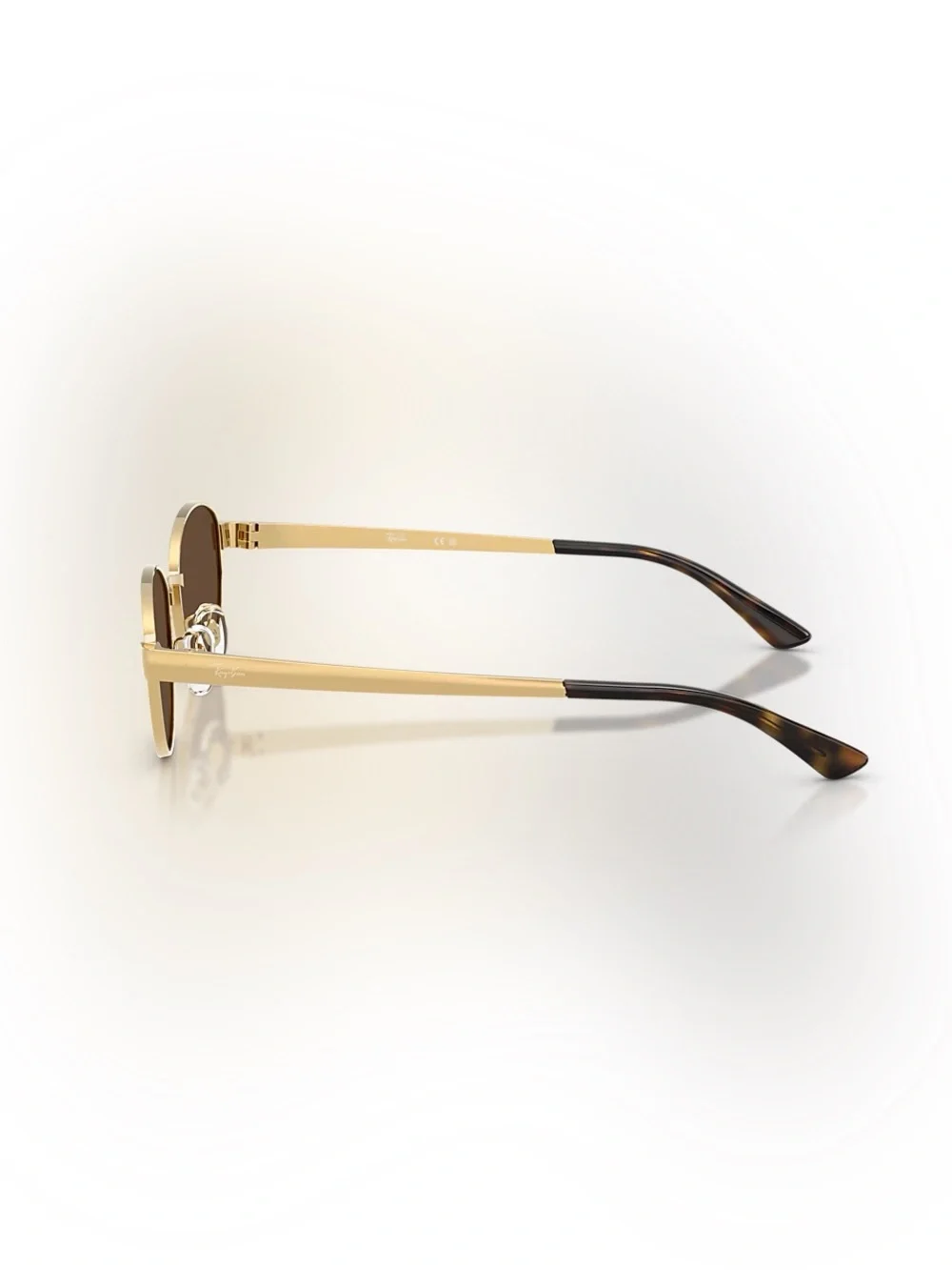 Ray-Ban RB3774D Gold Frame Brown Lens Oval Sunglasses